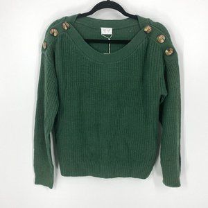 Vila | NWT Green Knit Button Sweater Size XS
